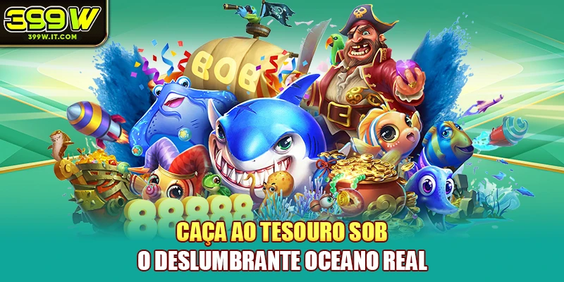 Caça ao tesouro sob o deslumbrante oceano real